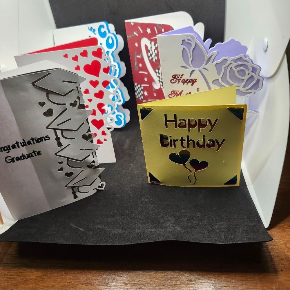 Hand Crafted Colorful All Occasoin Cards Set of 12 - Picture 7 of 13